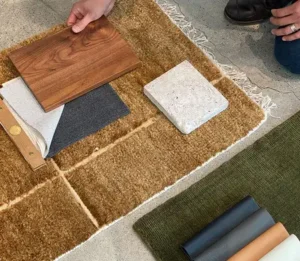 Premium fabric swatches for upholstery selection