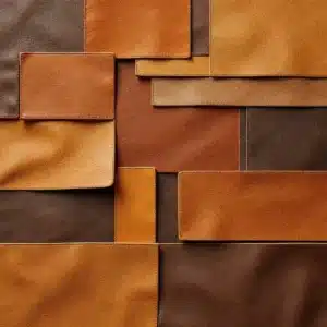 Leather and textile swatches for custom headboard upholstery