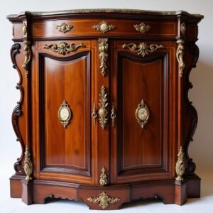 Antique mahogany dresser refinished with satin lacquer and brass pulls