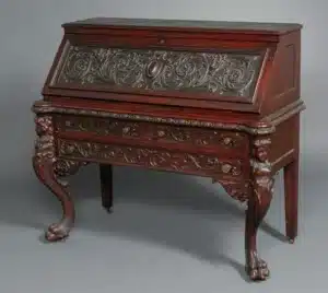 Refinished Queen Anne console table with hand-carved legs
