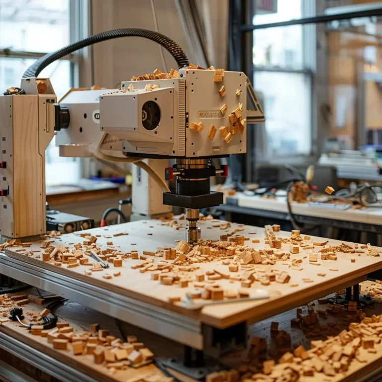 CNC interface showing toolpath simulation for custom furniture