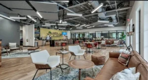 Commercial-grade booth seating in modern café interior