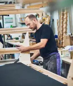 Detail of seam alignment and trim installation during reupholstery