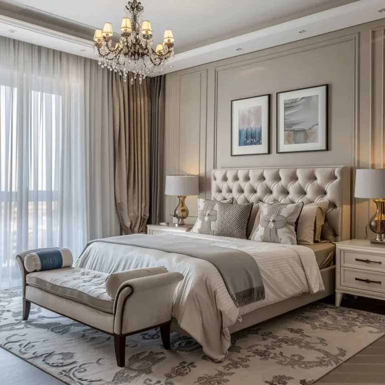 upholstered tufted headboard with matching bench