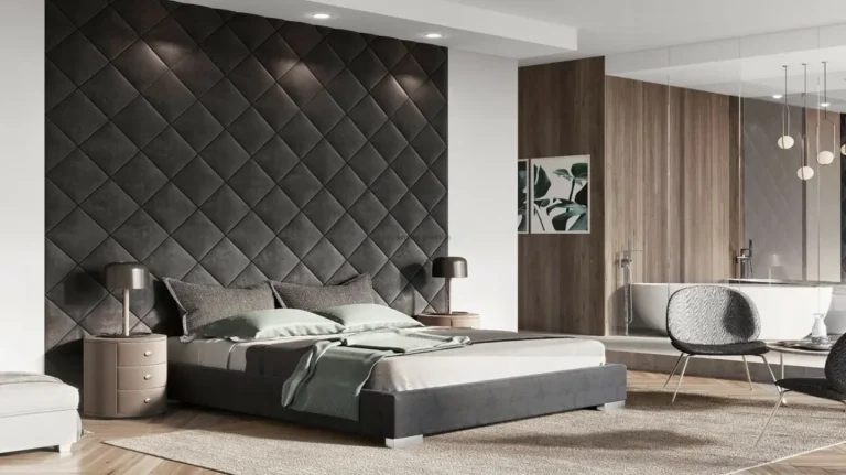 Custom wall panel system with coordinated cabinetry and trim