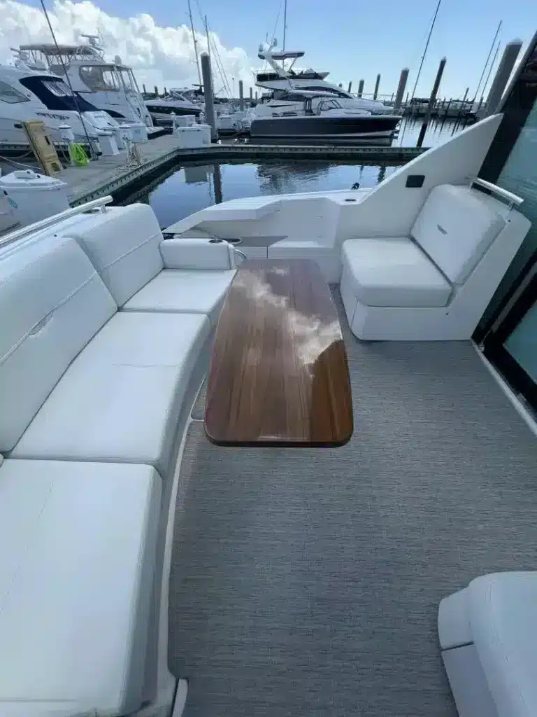 Custom sunpad with layered foam and stitched marine-grade cover