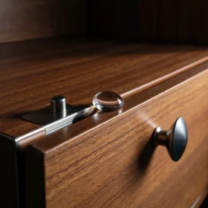 night stand with walnut grain Drawer box assembly