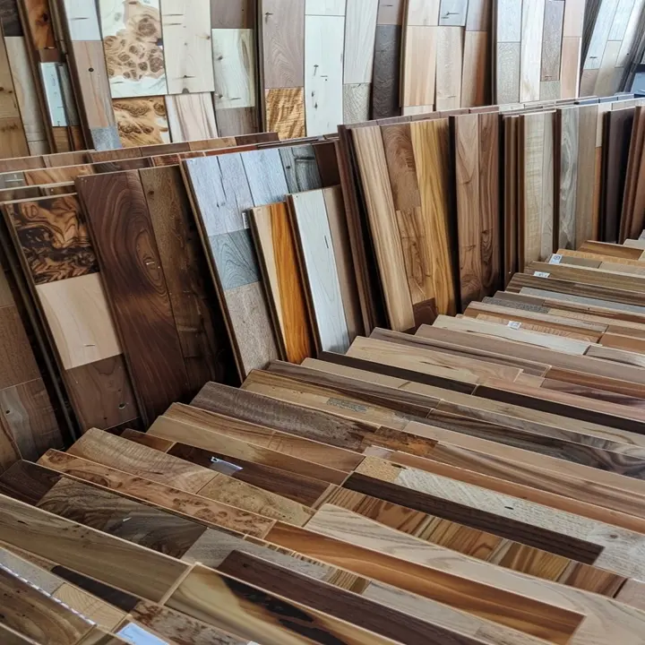 Wood sample board prepared for custom furniture presentation